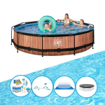 EXIT Toys Exit Zwembad Timber Style - Frame Pool ø360x76cm - Compleet Zwembadpakket - Bruin