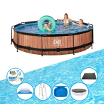 EXIT Toys Exit Zwembad Timber Style - Frame Pool ø360x76cm - Inclusief Toebehoren - Bruin