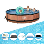 EXIT Toys Exit Zwembad Timber Style - Frame Pool ø360x76cm - Zwembad Bundel - Bruin