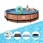EXIT Toys Exit Zwembad Timber Style - Frame Pool ø360x76cm - Combi Deal - Bruin