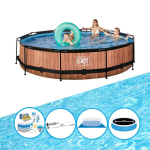 EXIT Toys Exit Zwembad Timber Style - Frame Pool ø360x76cm - Plus Bijbehorende Accessoires - Bruin