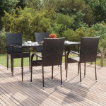 Vidaxl 5-delige Tuinset Poly Rattan - Zwart