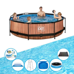 EXIT Toys Exit Zwembad Timber Style - Frame Pool ø300x76cm - Plus Toebehoren - Bruin