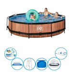 EXIT Toys Exit Zwembad Timber Style - ø360x76 Cm - Frame Pool - Met Toebehoren - Bruin