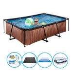 EXIT Toys Exit Zwembad Timber Style - 220x150x60 Cm - Frame Pool - Met Bijbehorende Accessoires - Bruin