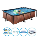 EXIT Toys Exit Zwembad Timber Style - 220x150x60 Cm - Frame Pool - Zwembadpakket - Bruin