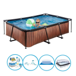 EXIT Toys Exit Zwembad Timber Style - 220x150x60 Cm - Frame Pool - Compleet Zwembadpakket - Bruin