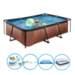 EXIT Toys Exit Zwembad Timber Style - 220x150x60 Cm - Frame Pool - Complete Zwembadset - Bruin