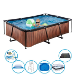 EXIT Toys Exit Zwembad Timber Style - 220x150x60 Cm - Frame Pool - Inclusief Toebehoren - Bruin