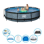 EXIT Toys Exit Zwembad Stone Grey - ø360x76 Cm - Frame Pool - Inclusief Toebehoren - Grijs