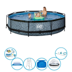 EXIT Toys Exit Zwembad Stone Grey - ø360x76 Cm - Frame Pool - Met Toebehoren - Grijs