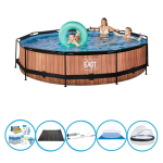 EXIT Toys Exit Zwembad Timber Style - ø360x76 Cm - Frame Pool - Met Accessoires - Bruin