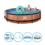 EXIT Toys Exit Zwembad Timber Style - ø360x76 Cm - Frame Pool - Compleet Zwembadpakket - Bruin