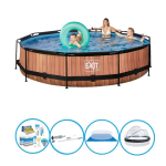 EXIT Toys Exit Zwembad Timber Style - ø360x76 Cm - Frame Pool - Complete Zwembadset - Bruin
