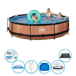 EXIT Toys Exit Zwembad Timber Style - ø360x76 Cm - Frame Pool - Inclusief Toebehoren - Bruin