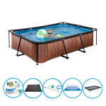 EXIT Toys Exit Zwembad Timber Style - Frame Pool 300x200x65 Cm - Inclusief Accessoires - Bruin