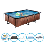 EXIT Toys Exit Zwembad Timber Style - Frame Pool 300x200x65 Cm - Inclusief Bijbehorende Accessoires - Bruin