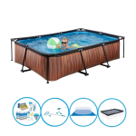 EXIT Toys Exit Zwembad Timber Style - Frame Pool 300x200x65 Cm - Compleet Zwembadpakket - Bruin