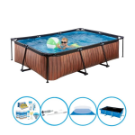 EXIT Toys Exit Zwembad Timber Style - Frame Pool 300x200x65 Cm - Plus Bijbehorende Accessoires - Bruin