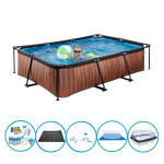 EXIT Toys Exit Zwembad Timber Style - 300x200x65 Cm - Frame Pool - Inclusief Bijbehorende Accessoires - Bruin