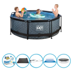 EXIT Toys Exit Zwembad Stone Grey - Frame Pool ø244x76cm - Met Accessoires - Grijs