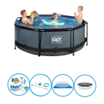 EXIT Toys Exit Zwembad Stone Grey - Frame Pool ø244x76cm - Zwembadpakket - Grijs