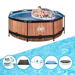 EXIT Toys Exit Zwembad Timber Style - Frame Pool ø244x76cm - Inclusief Accessoires - Bruin