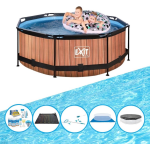 EXIT Toys Exit Zwembad Timber Style - Frame Pool ø244x76cm - Inclusief Bijbehorende Accessoires - Bruin
