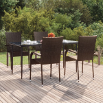 Vidaxl 5-delige Tuinset Poly Rattan - Marrón