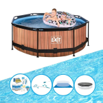 EXIT Toys Exit Zwembad Timber Style - Frame Pool ø244x76cm - Compleet Zwembadpakket - Bruin