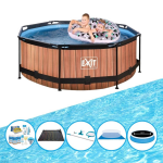 EXIT Toys Exit Zwembad Timber Style - Frame Pool ø244x76cm - Zwembad Bundel - Bruin