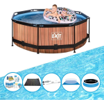 EXIT Toys Exit Zwembad Timber Style - Frame Pool ø244x76cm - Zwembad Combi Deal - Bruin