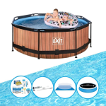 EXIT Toys Exit Zwembad Timber Style - Frame Pool ø244x76cm - Plus Bijbehorende Accessoires - Bruin