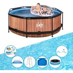 EXIT Toys Exit Zwembad Timber Style - Frame Pool ø244x76cm - Zwembad Super Set - Bruin