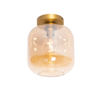 QAZQA Design plafondlamp messing en amber glas - Zuzanna - Oranje