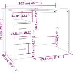 Vidaxl Bureau Met Lades 102x50x76 Cm Bewerkt Hout Gerookt Eikenkleurig - Bruin