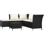 Vidaxl 4-delige Loungeset Met Kussens Poly Rattan - Zwart