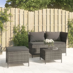 Vidaxl 3-delige Loungeset Met Kussens Poly Rattan - Grijs