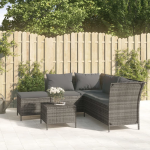 Vidaxl 4-delige Loungeset Met Kussens Poly Rattan - Grijs