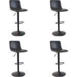 Bronx71 Industriële Barkruk Texas Leer Antraciet 60 - 76 Cm - Draaibaar - Barkrukken Set Van 4. - Grijs