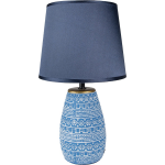 Clayre & Eef Tafellamp Ø 20x35 Cm Wit Keramiek Rond Bureaulamp Bureaulamp - Blauw