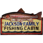 Clayre & Eef Wanddecoratie 61x39 Cm Blauw Ijzer Fishing Muurdecoratie Wandversiering Tekstbord - Bruin