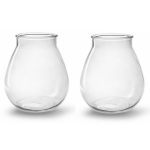 2x Stuks Bloemen Vazen Druppel Vorm Type - Helder/transparant Glas - H22 X D20 Cm - Vazen