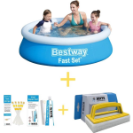 Bestway Zwembad - Fast Set - 183 X 51 Cm - Inclusief Reparatiesetje & 75 Teststrips & Scrubborstel - Blauw