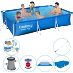 Bestway Steel Pro Rechthoekig Zwembad - 300 X 201 X 66 Cm Voordelig Pakket - Blauw