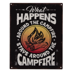Clayre & Eef Tekstbord 20x25 Cm Ijzer Campfire Wandbord Spreuk Wandplaat Wandbord Spreuk - Zwart