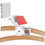 Engelhart 4x Speelkaartenhouders Hout 50 Cm Inclusief 54 Speelkaarten Rood - Speelkaarthouders - Bruin