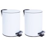 Bathroom Solutions Prullenbak/pedaalemmer 2x Stuks Wit Metaal 3 Liter 24 X 17 Cm - Pedaalemmers