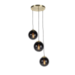 QAZQA Hanglamp woonkamer, art deco, modern, driee glazen bollen bij elkaar, zithoek, bijzettafel - Zwart