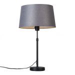 QAZQA Tafellamp met kap grijs 35 cm verstelbaar - Parte - Zwart